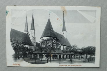 AK Altötting / 1912 / Pfarrkirche und Gnadenkapelle / Strassenansicht